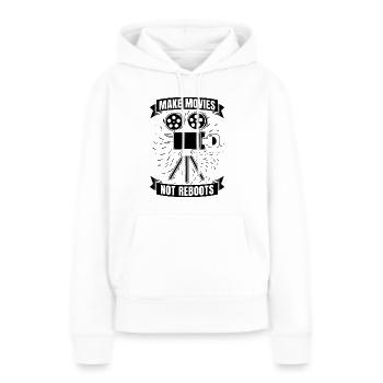 Faire des films et non des redémarrages Réalisateur de films Cinéaste - Sweat à capuche Premium bio Femme - blanc - Devant - Julia (174cm)