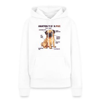 Explication du chien Anatomie d’un carlin - Sweat à capuche Premium bio Femme - blanc - Devant - Julia (174cm)