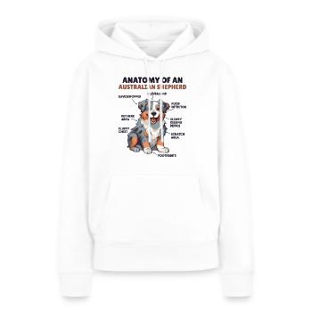 Explication du chien Anatomie d’un berger australien - Sweat à capuche Premium bio Femme - blanc - Devant - Julia (174cm)