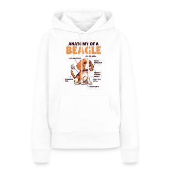 Explication du chien Anatomie d’un beagle - Sweat à capuche Premium bio Femme - blanc - Devant - Julia (174cm)