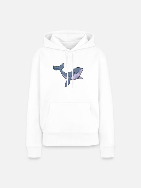 Kawaii-hval - knølhval - Premium økologisk hettegenser for kvinner - hvit