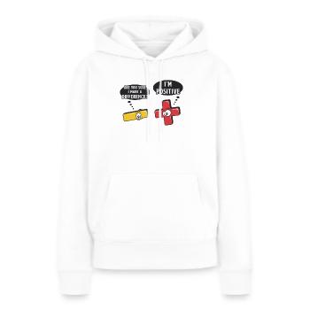 Minus- Und Pluszeichen, Mathe-Wortspiel - Frauen Premium Bio Hoodie - Weiß - Vorne - Julia (174cm)