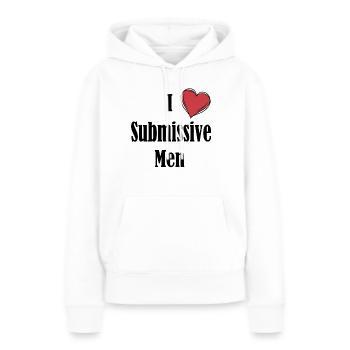 J’aime les hommes soumis Red Heart Funny Submissive - Sweat à capuche Premium bio Femme - blanc - Devant - Julia (174cm)