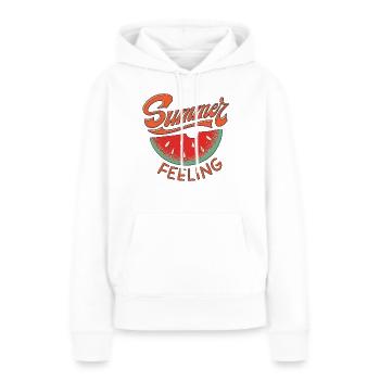 SENSATION D’ÉTÉ - Sweat à capuche Premium bio Femme - blanc - Devant - Julia (174cm)