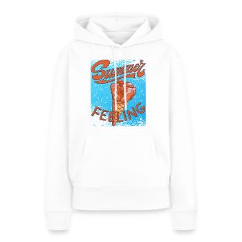 CRÈME GLACÉE SENSATION ESTIVALE - Sweat à capuche Premium bio Femme - blanc - Devant - Julia (174cm)