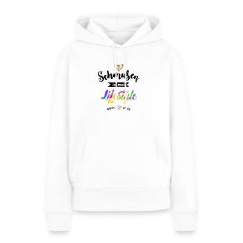 Schmusen is mei Lifestyle - Flirten Küssen Kiss me - Frauen Premium Bio Hoodie - Weiß - Vorne - Julia (174cm)