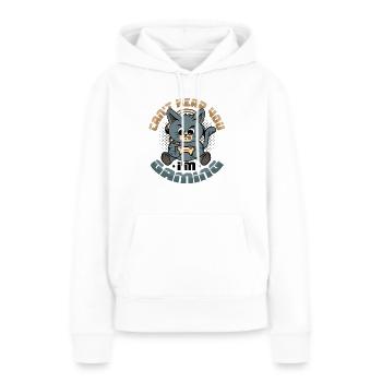 Je ne t’entends pas, je joue - Sweat à capuche Premium bio Femme - blanc - Devant - Julia (174cm)