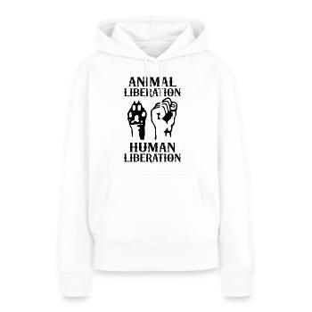 Libération animale Libération humaine - Sweat à capuche Premium bio Femme - blanc - Devant - Julia (174cm)