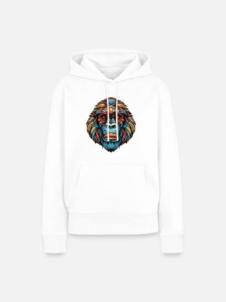 Gorilla Portrait - Frauen Premium Bio Hoodie - Weiß
