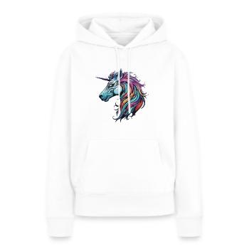 Einhorn Portrait - Frauen Premium Bio Hoodie - Weiß - Vorne - Julia (174cm)