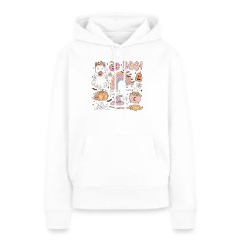 Retro Halloween Elements: Ghost, Pumpkin and Magic - Women’s Premium Organic Hoodie - white - Front - Julia (174cm)