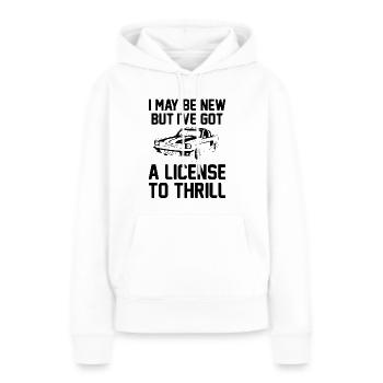 Permis de conduire passé Nouveau permis de conduire S - Sweat à capuche Premium bio Femme - blanc - Devant - Julia (174cm)