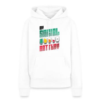 Meine Sozialbatterie - Asozialer Introvertierter - Frauen Premium Bio Hoodie - Weiß - Vorne - Julia (174cm)