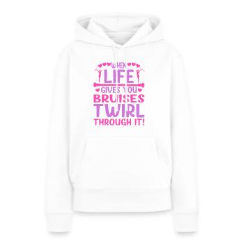 Baton virevoltant quand la vie vous donne des ecchymoses virevolter - Sweat à capuche Premium bio Femme - blanc - Devant - Julia (174cm)