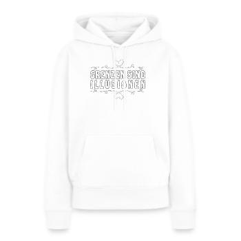GRENZEN SIND ILLUSIONEN - Frauen Premium Bio Hoodie - Weiß - Vorne - Julia (174cm)