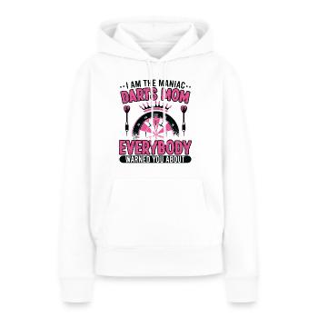 I am the maniac darts mom - Frauen Premium Bio Hoodie - Weiß - Vorne - Julia (174cm)