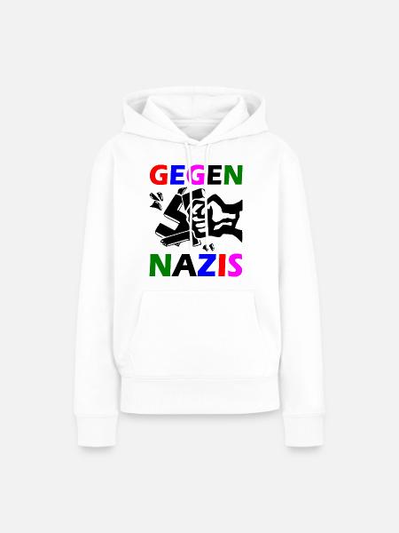 Gegen nazis - Frauen Premium Bio Hoodie - Weiß