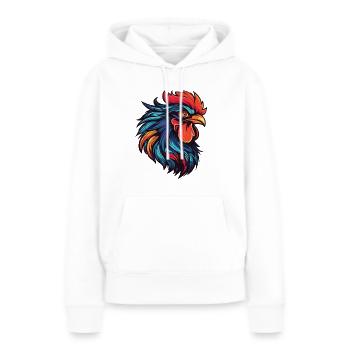 Portrait de coq - Sweat à capuche Premium bio Femme - blanc - Devant - Julia (174cm)