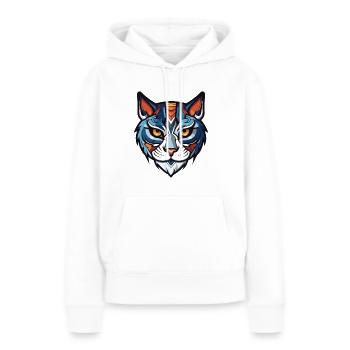 Tête de chat - Sweat à capuche Premium bio Femme - blanc - Devant - Julia (174cm)