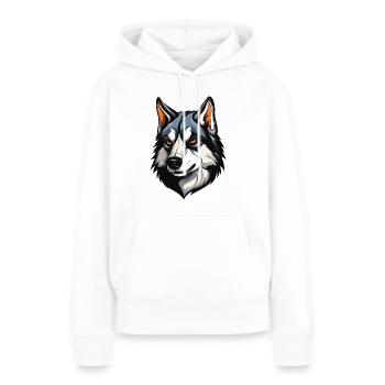 Tête de chien Husky - Sweat à capuche Premium bio Femme - blanc - Devant - Julia (174cm)