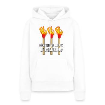 MATCH POUR LES AVANTAGES DE L’HUMANITÉ - Sweat à capuche Premium bio Femme - blanc - Devant - Julia (174cm)