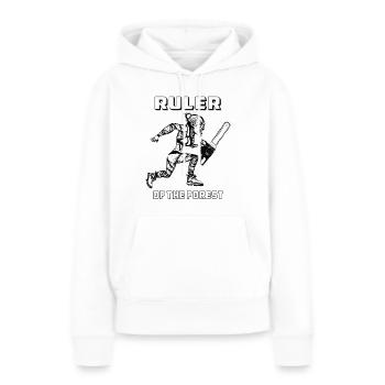 TRONÇONNEUSE BIGFOOD SOUVERAIN DE LA FORÊT - Sweat à capuche Premium bio Femme - blanc - Devant - Julia (174cm)