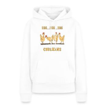 POULE OEUF POULES POULES - Sweat à capuche Premium bio Femme - blanc - Devant - Julia (174cm)