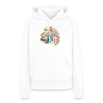Chat Chaton Fille Enfants Aire De Jeux Crème Glacée - Sweat à capuche Premium bio Femme - blanc - Devant - Julia (174cm)