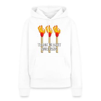 STREICHHOLZ TRAGE VERANTWORTUNG - Frauen Premium Bio Hoodie - Weiß - Vorne - Julia (174cm)