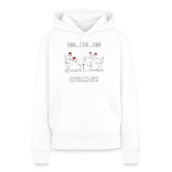 POULE OEUF POULES - Sweat à capuche Premium bio Femme - blanc - Devant - Julia (174cm)