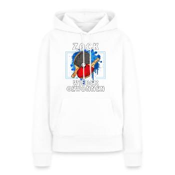 TISCHTENNIS ZACK WIEDER GEWONNEN - Frauen Premium Bio Hoodie - Weiß - Vorne - Julia (174cm)