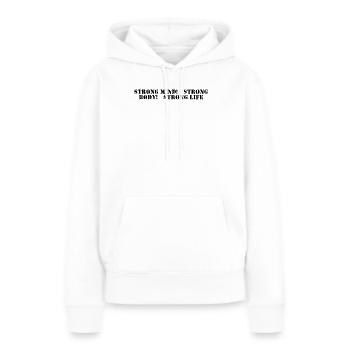 Fitness - Un fort, un corps fort, une vie forte - Sweat à capuche Premium bio Femme - blanc - Devant - Julia (174cm)