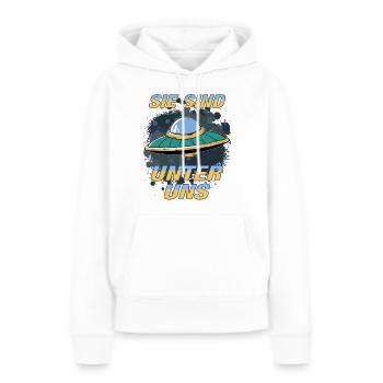 UFO SIE SIND UNTER UNS - Frauen Premium Bio Hoodie - Weiß - Vorne - Julia (174cm)