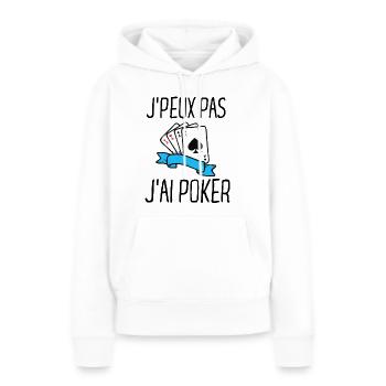 Poker jeu de cartes - Sweat à capuche Premium bio Femme - blanc - Devant - Julia (174cm)