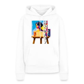 ARTIST MAKES THE PICTURE - Frauen Premium Bio Hoodie - Weiß - Vorne - Julia (174cm)