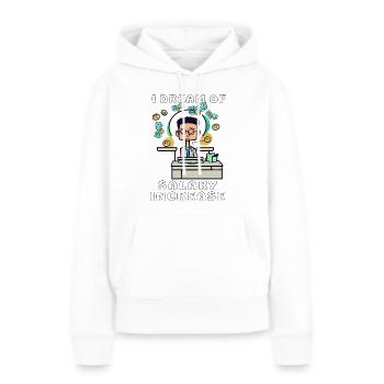 MEC JE RÊVE D’UNE AUGMENTATION DE SALAIRE - Sweat à capuche Premium bio Femme - blanc - Devant - Julia (174cm)