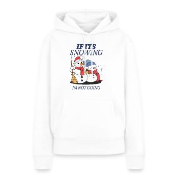 S’il neige, je n’y vais pas - Sweat à capuche Premium bio Femme - blanc - Devant - Julia (174cm)