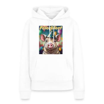 BÊTE DE CÉLÉBRATION DE COCHON - Sweat à capuche Premium bio Femme - blanc - Devant - Julia (174cm)