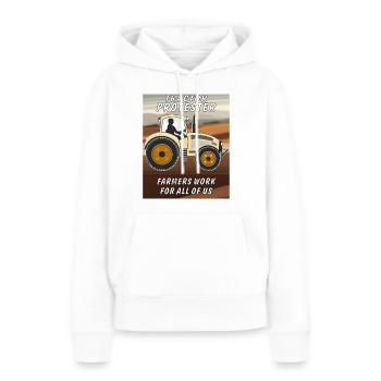 TRACTEUR PROTESTER - Sweat à capuche Premium bio Femme - blanc - Devant - Julia (174cm)