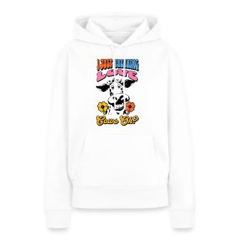 Vache Vaches - Sweat à capuche Premium bio Femme - blanc - Devant - Julia (174cm)