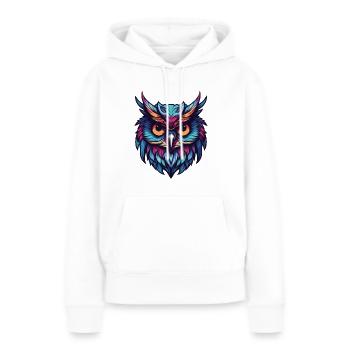 Eule Portrait - Frauen Premium Bio Hoodie - Weiß - Vorne - Julia (174cm)