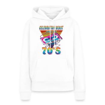 KASSETTE CELEBRATION BEAST 70ER - Frauen Premium Bio Hoodie - Weiß - Vorne - Julia (174cm)