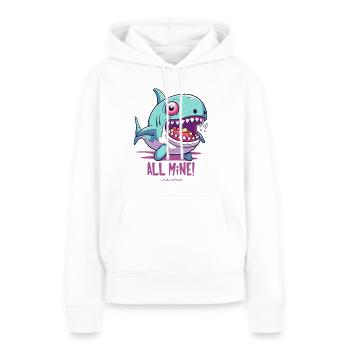 Ich esse alle Süßigkeiten, der "Alles-meins"-Hai - Frauen Premium Bio Hoodie - Weiß - Vorne - Julia (174cm)