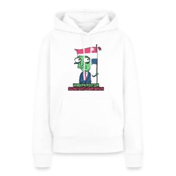 Trop de patriotisme mange les cerveaux, patriote zombie - Sweat à capuche Premium bio Femme - blanc - Devant - Julia (174cm)