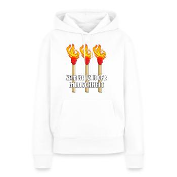 STREICHHOLZ ZUM NUTZEN DER MENSCHHEIT - Frauen Premium Bio Hoodie - Weiß - Vorne - Julia (174cm)