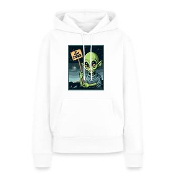 Wir wollen Veränderung, außerirdischer Protest - Frauen Premium Bio Hoodie - Weiß - Vorne - Julia (174cm)