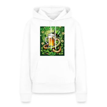 JOUR DE LA SAINT-PATRICK SERPENT BIÈRE TRÈFLE - Sweat à capuche Premium bio Femme - blanc - Devant - Julia (174cm)