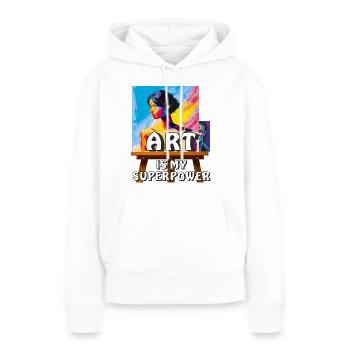 ARTIST MAKES THE PICTURE - Frauen Premium Bio Hoodie - Weiß - Vorne - Julia (174cm)