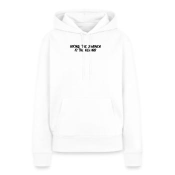 Wandern - Randonnée : le voyage est la récompense - Sweat à capuche Premium bio Femme - blanc - Devant - Julia (174cm)
