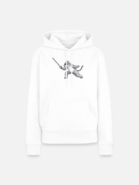 Fechten Katze Fechter degenkämpferfechter - Frauen Premium Bio Hoodie - Weiß